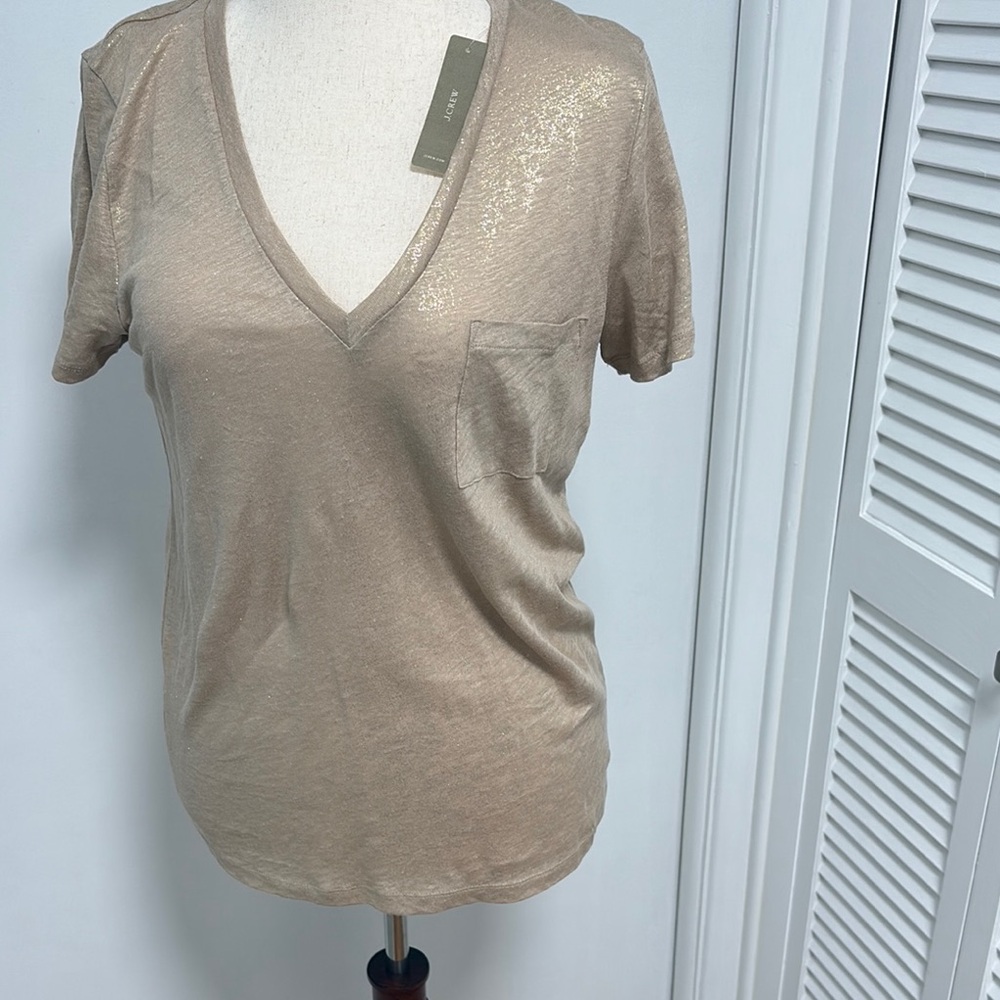 J.Crew Luxe metallic gold Fitted Short Sleeve T-Shirt NWT L